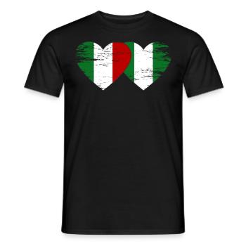 Italy Nigeria flag heart used - Men's T-Shirt - black - Front - AI Model Male 178 light (178cm)
