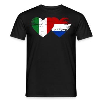 Italy Holland flag heart used - Men's T-Shirt - black - Front - AI Model Male 178 light (178cm)