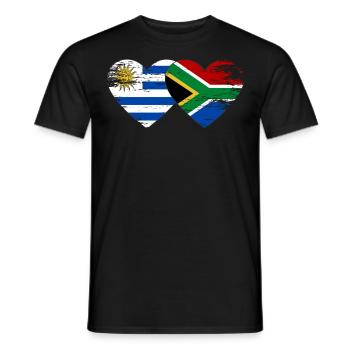 Uruguay Südafrika Flagge Herz used - Männer T-Shirt - Schwarz - Vorne - AI Model Male 178 light (178cm)