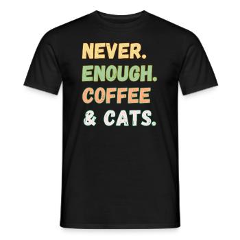 Never enough coffee and cats - Men's T-Shirt - black - Front - AI Model Male 178 light (178cm)