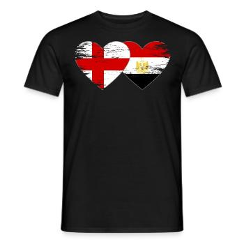 England Egypt Flag Hands Heart Shape Used - Men's T-Shirt - black - Front - AI Model Male 178 light (178cm)