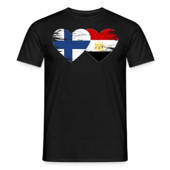 Finland Egypt Flag Hands Heart Shape Used - Men's T-Shirt - black - Front - AI Model Male 178 light (178cm)