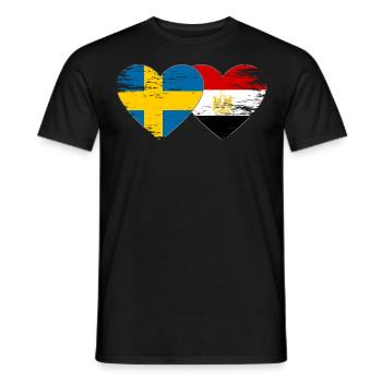 Sweden Egypt Flag Hands Heart Shape Used - Men's T-Shirt - black - Front - AI Model Male 178 light (178cm)