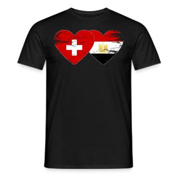 Switzerland Egypt Flag Hands Heart Shape Used - Men's T-Shirt - black - Front - AI Model Male 178 light (178cm)