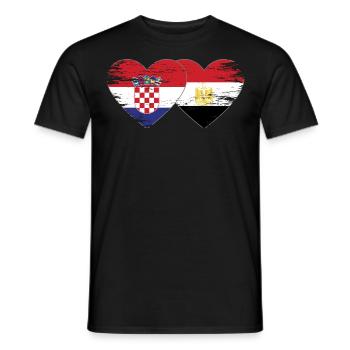 Croatia Egypt Flag Hands Heart Shape Used - Men's T-Shirt - black - Front - AI Model Male 178 light (178cm)