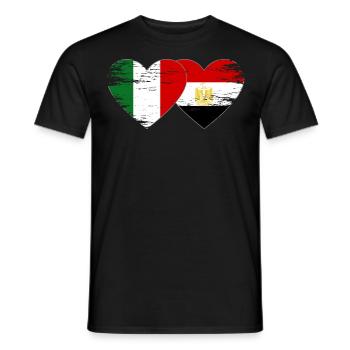 Italy Egypt Flag Hands Heart Shape Used - Men's T-Shirt - black - Front - AI Model Male 178 light (178cm)