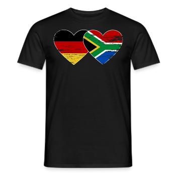 Allemagne Afrique du Sud Drapeau Mains Coeur Forme Utilisé - T-shirt homme - noir - Devant - AI Model Male 178 light (178cm)
