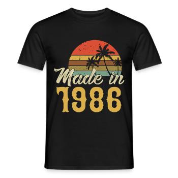 Cadeau d'anniversaire fabriqué en 1986 - T-shirt homme - noir - Devant - AI Model Male 178 light (178cm)