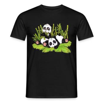 Niedlicher Panda schlafender Pandabär mit Bambus - Männer T-Shirt - Schwarz - Vorne - AI Model Male 178 light (178cm)