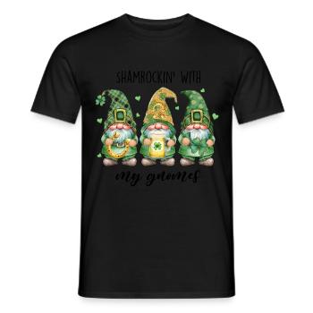 shamrockin with my gnomies - Männer T-Shirt - Schwarz - Vorne - AI Model Male 178 light (178cm)