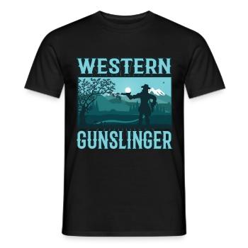 Western Gunslinger, the cool cowboy design - Men's T-Shirt - black - Front - AI Model Male 178 light (178cm)