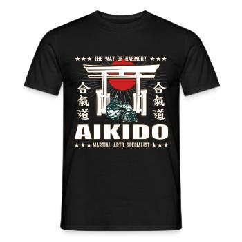 Cool Aikido Martial Arts Design with Kanji - Men's T-Shirt - black - Front - AI Model Male 178 light (178cm)