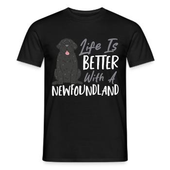 Das Leben ist besser mit einem Neufundland - Männer T-Shirt - Schwarz - Vorne - AI Model Male 178 light (178cm)