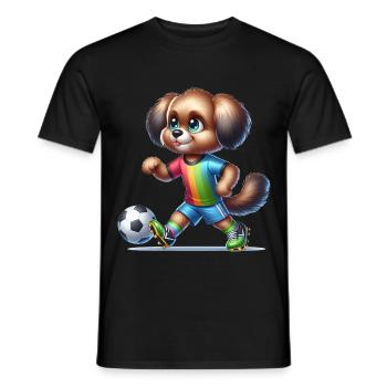 Chien de joueur de football mignon - T-shirt homme - noir - Devant - AI Model Male 178 light (178cm)