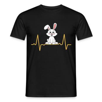 Rabbit Heartbeat Love Eared Bunny - Men's T-Shirt - black - Front - AI Model Male 178 light (178cm)