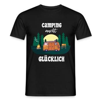 Camping macht Glücklich Camping Camper Urlauber - Männer T-Shirt - Schwarz - Vorne - AI Model Male 178 light (178cm)