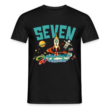 7th Birthday Celebration Outerspace Happy Bday - Men's T-Shirt - black - Front - AI Model Male 178 light (178cm)