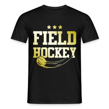 Field hockey sport - Men's T-Shirt - black - Front - AI Model Male 178 light (178cm)