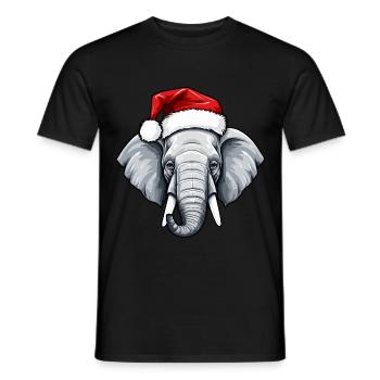 Elephant Head Christmas Xmas - Men's T-Shirt - black - Front - AI Model Male 178 light (178cm)