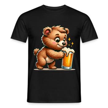 Cute Bear Drinking Beer - Männer T-Shirt - Schwarz - Vorne - AI Model Male 178 light (178cm)