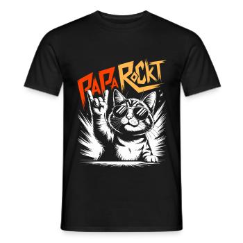 Papa rockt Katze | Bester Papa | Vatertag - Männer T-Shirt - Schwarz - Vorne - AI Model Male 178 light (178cm)