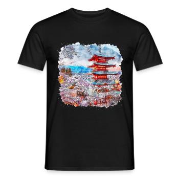 Japonais Asie Sakura Blossom - T-shirt homme - noir - Devant - AI Model Male 178 light (178cm)