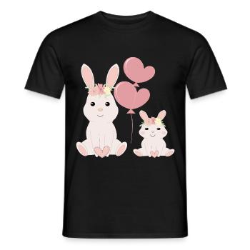 Cute bunnies bright - Men's T-Shirt - black - Front - AI Model Male 178 light (178cm)