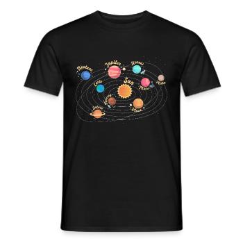 Enfants Système solaire Planètes spatiales - T-shirt homme - noir - Devant - AI Model Male 178 light (178cm)