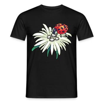 Fleur Naturelle Edelweiss Coccinelle Alpes Tyrol - T-shirt homme - noir - Devant - AI Model Male 178 light (178cm)