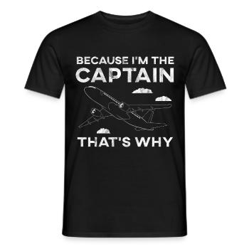 Airplane Pilot Fly Captain Therefore I Gift - Men's T-Shirt - black - Front - AI Model Male 178 light (178cm)