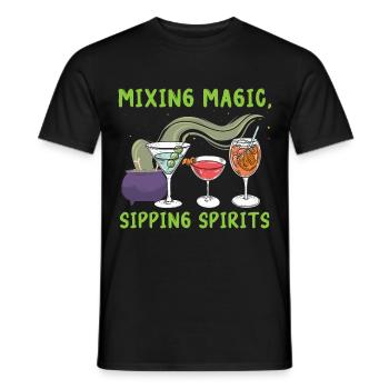 Magical sip spirits mix bartender Hallow - Men's T-Shirt - black - Front - AI Model Male 178 light (178cm)