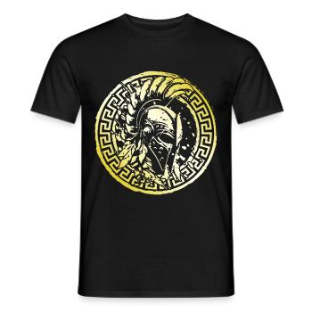 Casque Spartiate Or Gladiateur Fighter Training - T-shirt homme - noir - Devant - AI Model Male 178 light (178cm)