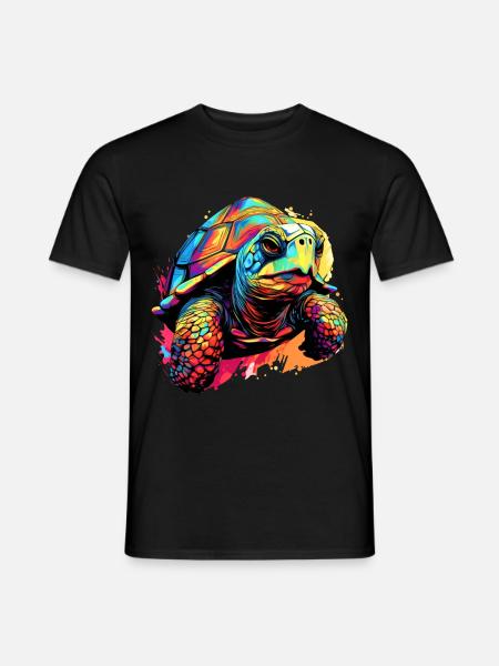 Bunte Schildkröte Farbkleckse Farbspritzer - Männer T-Shirt - Schwarz
