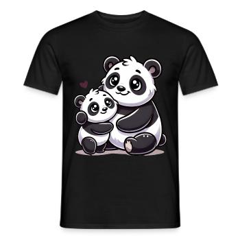 Loving Panda Parent with Child - Men's T-Shirt - black - Front - AI Model Male 178 light (178cm)