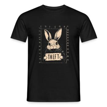 Hase Eierdieb Osterhase Mugshot Polizeifoto Ostern - Männer T-Shirt - Schwarz - Vorne - AI Model Male 178 light (178cm)