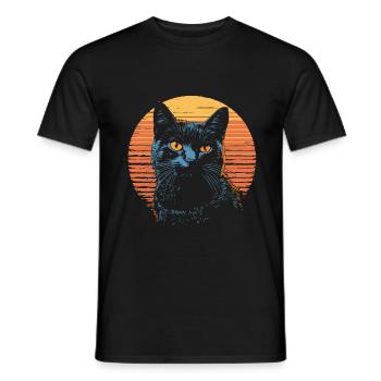 Russisch Blau Katze Vintage - Männer T-Shirt - Schwarz - Vorne - AI Model Male 178 light (178cm)