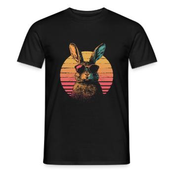 Lapin avec des lunettes de soleil vintage - T-shirt homme - noir - Devant - AI Model Male 178 light (178cm)