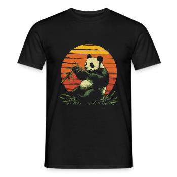 Le panda mange du bambou vintage - T-shirt homme - noir - Devant - AI Model Male 178 light (178cm)
