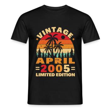 Avril 2005 Vintage Anniversaire 2005 Cadeau - T-shirt homme - noir - Devant - AI Model Male 178 light (178cm)