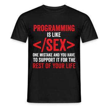 debugging programmer computer science computer nerd - Men's T-Shirt - black - Front - AI Model Male 178 light (178cm)