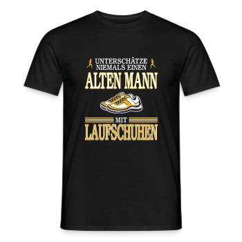 Unterschätze niemals alten Mann mit Laufschuhen - Männer T-Shirt - Schwarz - Vorne - AI Model Male 178 light (178cm)