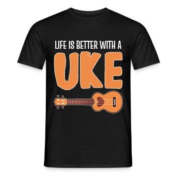 Ukulélé - T-shirt homme - noir - Devant - AI Model Male 178 light (178cm)