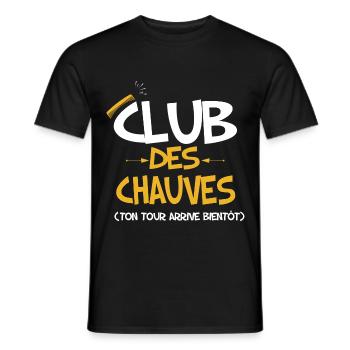 Club des chauves Citation humour homme chauve - T-shirt homme - noir - Devant - AI Model Male 178 light (178cm)