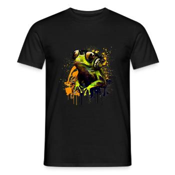Cool frog with sunglasses and headphones - Men's T-Shirt - black - Front - AI Model Male 178 light (178cm)