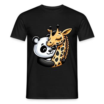 Panda Câlin Et Girafe Amoureuse - T-shirt homme - noir - Devant - AI Model Male 178 light (178cm)