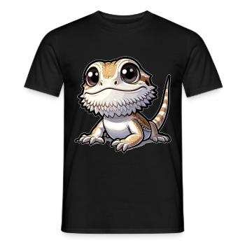 Mignon Barbu Dragon Dessin Gecko Lézard - T-shirt homme - noir - Devant - AI Model Male 178 light (178cm)