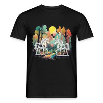 Habitants de la forêt Licornes Licornes Créatures mythiques - T-shirt homme - noir - Devant - AI Model Male 178 light (178cm)