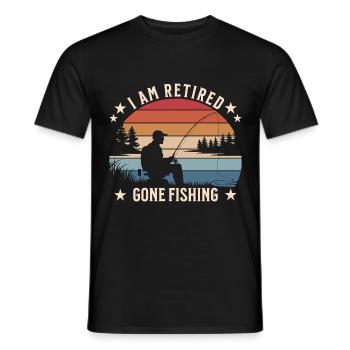 I Am Retired – Gone Fishing Vintage Sunset Design - Men's T-Shirt - black - Front - AI Model Male 178 light (178cm)