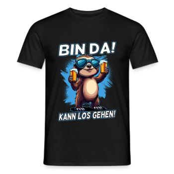 Bin da kann los gehen | Party Sloth Faultier - Männer T-Shirt - Schwarz - Vorne - AI Model Male 178 light (178cm)