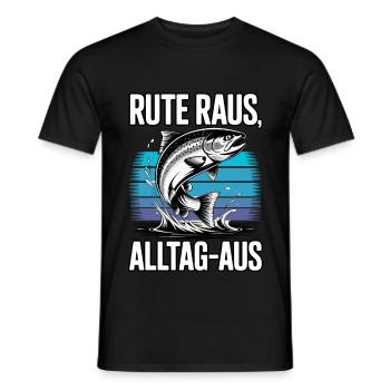 Angeln | Rute raus Alltag aus | Angler - Männer T-Shirt - Schwarz - Vorne - AI Model Male 178 light (178cm)